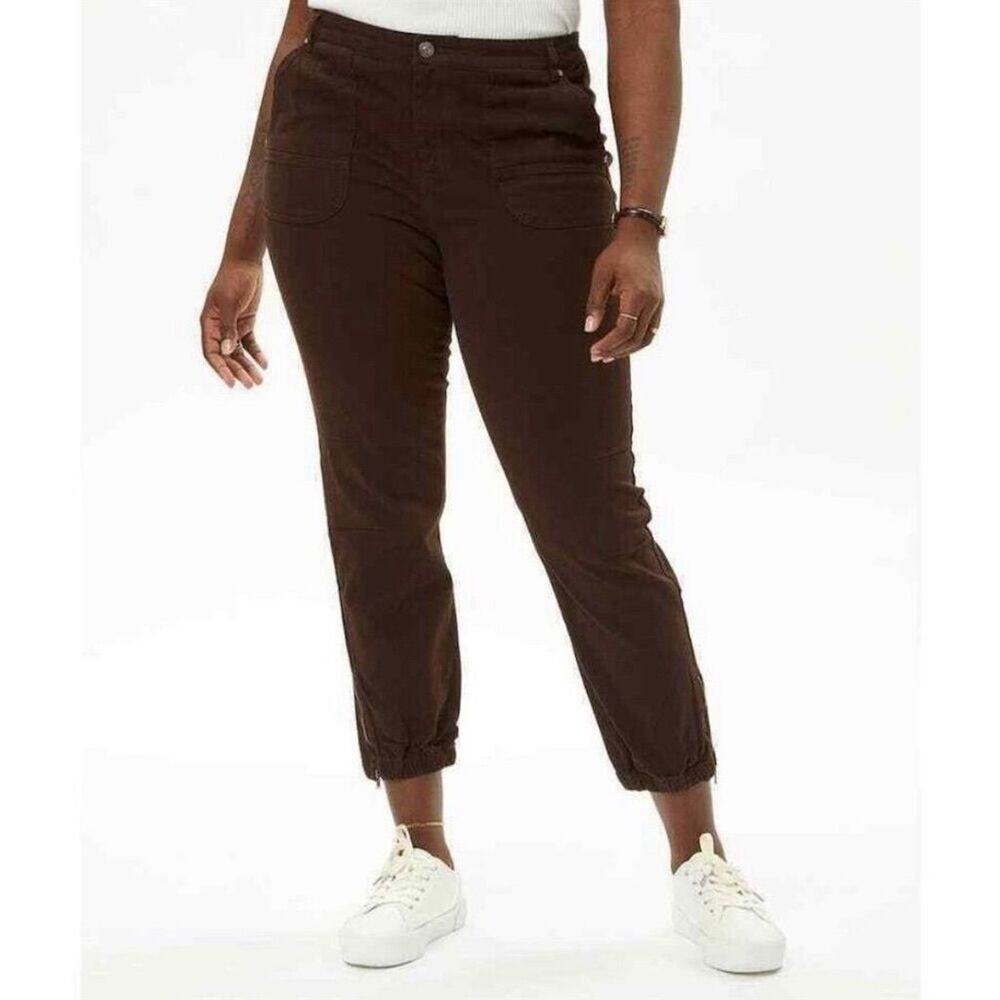 Good Hart Womens Casual Cotton Jogger Pants Size 6 Brown Stretch Office Festival